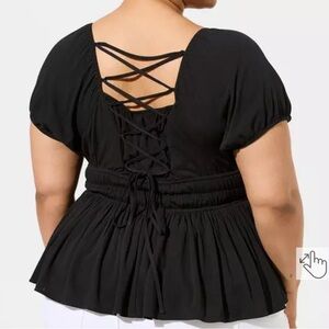 Torrid Washable Crinkle Gauze Cris Cross Back Top Plus Size